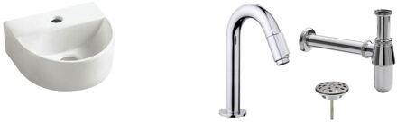 Wiesbaden FonteinPack Lara halfrond 30x25x12 cm Chroom (Keuze uit 20 kranen) Wit