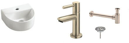 Wiesbaden FonteinPack Lara halfrond 30x25x12 cm RVS (Keuze uit 8 kranen) Wit