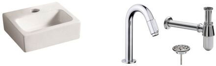 Wiesbaden FonteinPack Mini-Leto 28x24.5x9 cm Chroom (Keuze uit 20 kranen) Wit