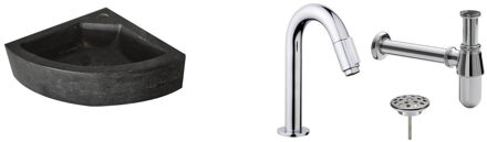 Wiesbaden FonteinPack Natuursteen Hoek 30x30x10 cm Zwart