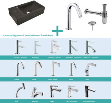 Wiesbaden FonteinPack Natuursteen Links 36x18x9 cm Zwart