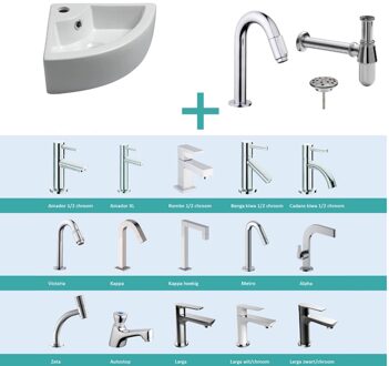 Wiesbaden FonteinPack Pallas 44.5x32.5x13 cm Chroom (Keuze uit 20 kranen) Wit