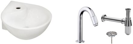 Wiesbaden FonteinPack Porta Keramiek 35x35x14.5 cm Chroom (Keuze uit 20 kranen) Wit