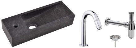 Wiesbaden FonteinPack Small Natuursteen Links 38x14x8 cm Zwart
