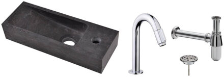 Wiesbaden FonteinPack Small Natuursteen Rechts 38x14x8 cm Zwart