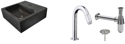 Wiesbaden FonteinPack Square Natuursteen 30x30x10 cm Zwart