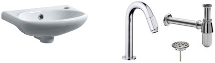 Wiesbaden FonteinPack Trevi Keramiek 38x25x9 cm RVS (Keuze uit 8 kranen) Wit