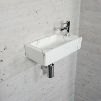 Wiesbaden Fonteinset Carrara Marmerlook Color Chroom - Fonteinset Met Amador Kraan