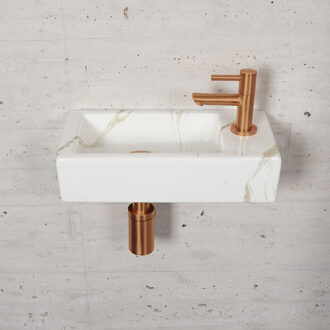 Wiesbaden Fonteinset Carrara Marmerlook Wiesbaden Color Brons Koper (Kraangat Rechts)