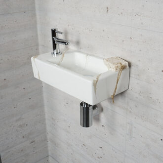 Wiesbaden Fonteinset Carrara Marmerlook Wiesbaden Color Chroom (kraangat links)