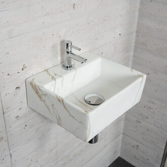 Wiesbaden Fonteinset Carrara Marmerlook Wiesbaden Color Chroom (kraangat midden)