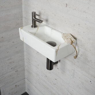 Wiesbaden Fonteinset Carrara Marmerlook Wiesbaden Color Gun Metal (kraangat links) Gunmetal