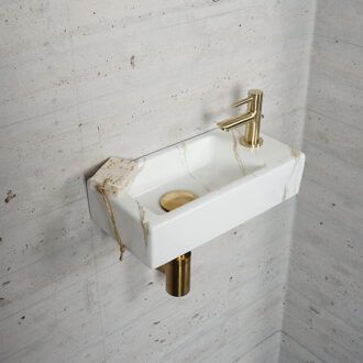 Wiesbaden Fonteinset Carrara Marmerlook Wiesbaden Color Messing Goud (kraangat rechts)