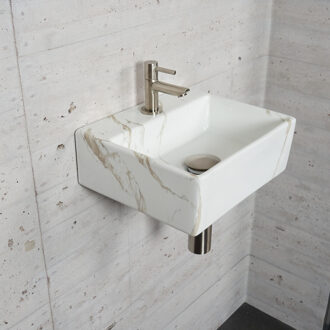 Wiesbaden Fonteinset Carrara Marmerlook Wiesbaden Color RVS (kraangat midden)