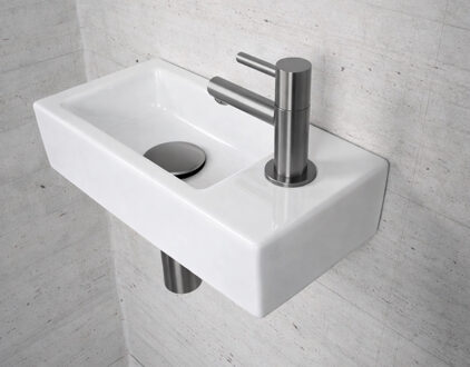 Wiesbaden Fonteinset Glans Wit Wiesbaden Color Gunmetal (kraangat rechts)