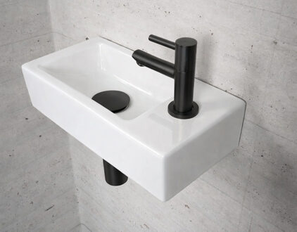 Wiesbaden Fonteinset Glans Wit Wiesbaden Color Mat Zwart (kraangat rechts)