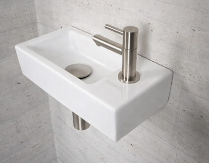 Wiesbaden Fonteinset Glans Wit Wiesbaden Color RVS (kraangat rechts)