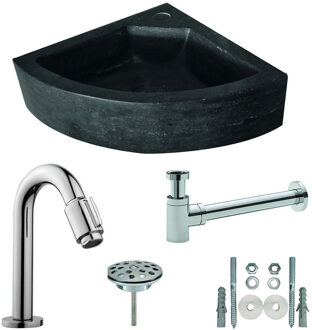 Wiesbaden Fonteinset Hardstenen HoekFontein 30x30x10cm - Compleet