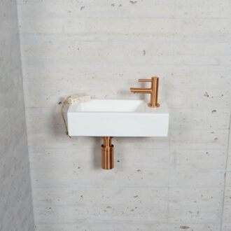 Wiesbaden Fonteinset Mat Wit Wiesbaden Color Brons Koper (Kraangat Rechts)