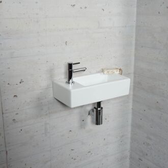 Wiesbaden Fonteinset Mat Wit Wiesbaden Color Chroom (kraangat links)