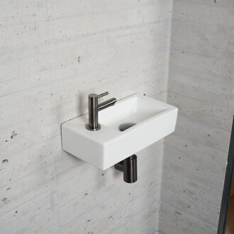 Wiesbaden Fonteinset Mat Wit Wiesbaden Color Gun Metal (kraangat links) Gunmetal