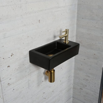 Wiesbaden Fonteinset Mat Zwart Wiesbaden Color Messing Goud (kraangat rechts)