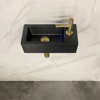 Wiesbaden Fonteinset Wiesbaden Mini Rhea 36x18x9 cm Rechts Quartz Geborsteld Messing Goud