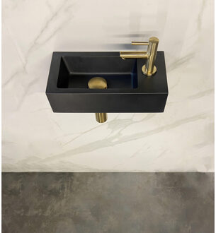 Wiesbaden Fonteinset Wiesbaden Mini Rhea 36x18x9 cm Rechts Quartz Geborsteld Messing Goud