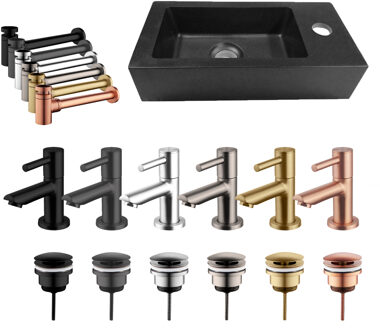 Wiesbaden Fonteinset Wiesbaden Rhea Mini Rechts Quartz Mat Zwart (Mix & Match)