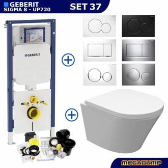 Wiesbaden Geberit Sigma 8 (UP720) Toiletset set18 Wiesbaden Vesta Junior Rimless 47cm Met Sigma Drukplaat Wit