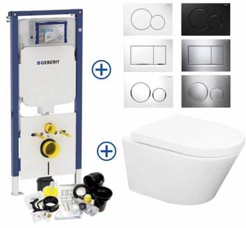 Wiesbaden Geberit Sigma 8 (UP720) Toiletset set24 Wiesbaden Vesta Rimless 52cm Met Sigma Drukplaat Wit