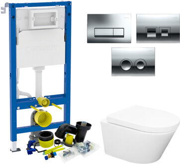 Wiesbaden Geberit UP100 set24 Wiesbaden Vesta Rimless 52 cm met Delta Drukplaat Wit