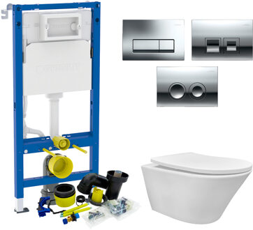 Wiesbaden Geberit UP100 Toiletset set16 Wiesbaden Vesta Rimless Tornado met Delta Drukplaat Glanzend Wit