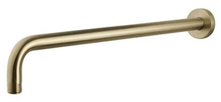 Wiesbaden Gebogen Douchearm Rond Muuruitloop 45cm Geborsteld Messing