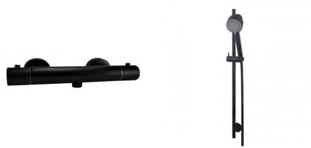 Wiesbaden Glijstangset met Douchethermostaat Wiesbaden Rio 15 cm Mat Zwart