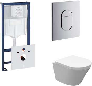 Wiesbaden Grohe Rapid SL Toiletset set18 Wiesbaden Vesta Junior Rimless 47 cm met Grohe Arena of Skate drukplaat Wit
