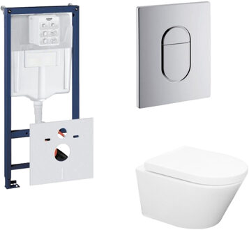 Wiesbaden Grohe Rapid SL Toiletset set24 Wiesbaden Vesta Rimless 52 cm met Grohe Arena of Skate drukplaat Wit