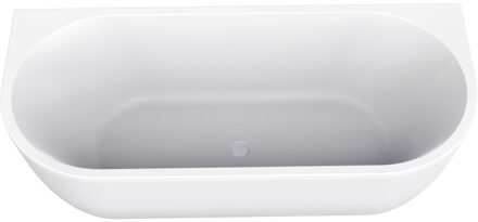 Wiesbaden Half Vrijstaande Whirlpool Wiesbaden Zenn 170x75x58 cm Luchtsysteem Met RVS Jets Glans Wit Wit Chroom