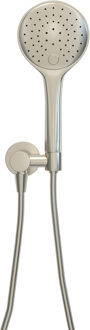 Wiesbaden Handdoucheset Wiesbaden UniMatch 3 Standen 12 cm Doucheslang en Wandaansluitbocht Geborsteld Staal