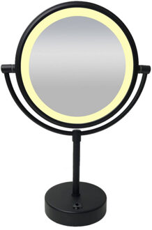 Wiesbaden Home staande scheerspiegel met LED-verlichting op batterijen 20 cm, mat-zwart