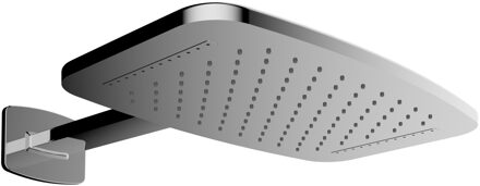 Wiesbaden hoofddouche met dubbele waterval en douchearm 40 x 25 cm, RVS look