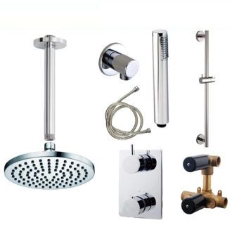 Wiesbaden Inbouw Regendouche Set 03 Caral Plafonduitloop Met Glijstang Chroom