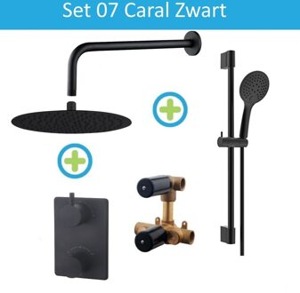 Wiesbaden Inbouw Regendouche Set 07 Caral met Glijstang Mat Zwart