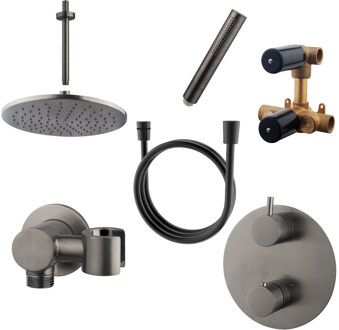 Wiesbaden Inbouw Regendouche Set Caral Rond Plafonduitloop Gunmetal PVD Coating