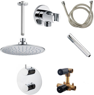 Wiesbaden Inbouw Regendoucheset Wiesbaden Plafonduitloop Rond 20 cm Chroom (Compleet)