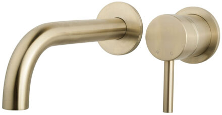 Wiesbaden Inbouw Wastafelmengkraan Wiesbaden Caral Twenty Met Coldstart Geborsteld Messing Goud (inbouw en afbouwdeel)