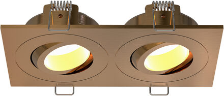 Wiesbaden Inbouwspot Dubbel Wiesbaden Spotz Dimbaar IP65 Geborsteld Brons Koper