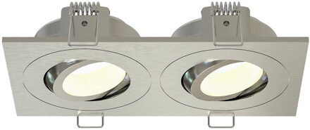 Wiesbaden Inbouwspot Dubbel Wiesbaden Spotz Dimbaar IP65 Geborsteld Staal
