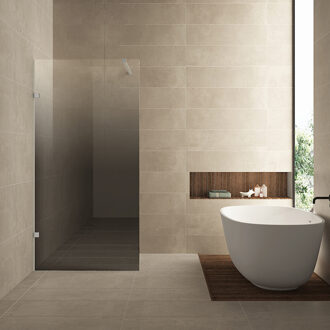 Wiesbaden Inloopdouche Links Wiesbaden Less 90x200 cm 8 mm Nano Spiegelrook- naar Helder Glas Geborsteld Staal RVS