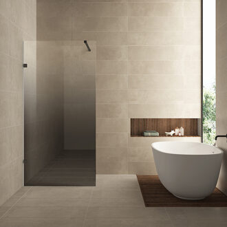 Wiesbaden Inloopdouche Links Wiesbaden Less 90x200 cm 8 mm Nano Spiegelrook- naar Helder Glas Mat Zwart